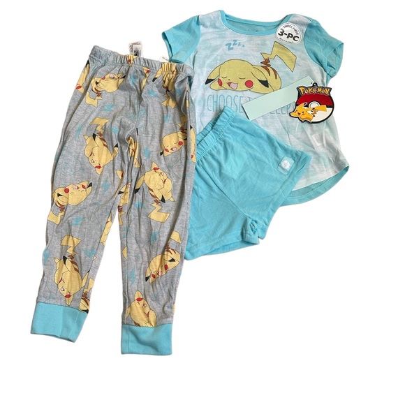 Pokemon Other - Pikachu Pokémon 3 Piece Pajama Set Flame Resistant Girls XS
